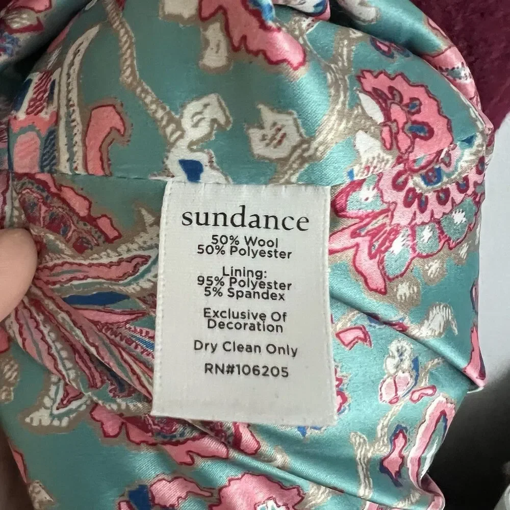 Sundance Blooming Bouclé Embroidered Wool Blend Hooded Coat Size XL Red - Picture 4 of 7